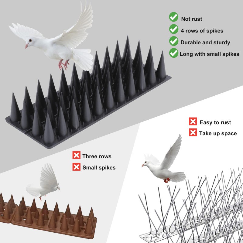 Quunoot Bird Spikes  20 Pack Bird Deterrent Spikes for Squirrel Cat Raccoon Animal  Pigeon Spikes for Outside Fences and Roofs to Keep Birds Away - Image 3